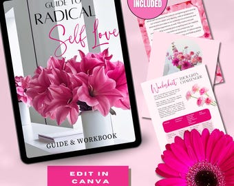 Self Love Guide eBook Template: Canva Workbook, PLR Resell Rights