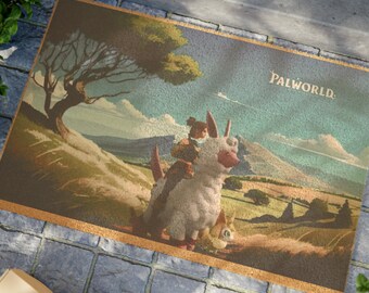 palworld rug, palworld merch, palworld doormat, palworld rug, rug, video game,