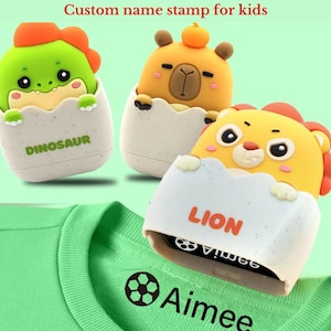 Timbro personalizzato con nome per bambini, timbro con simpatico animale selvatico, timbro personalizzato per abbigliamento impermeabile, etichetta per materiale scolastico, timbro con targhetta con nome per libri