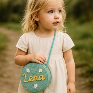 Embroidered Name Straw Purse for Little Girls – Daisy Crossbody Bag, Personalized Toddler Gift for Birthday or Vacation