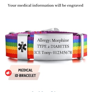 Custom Engraved Medical Alert Bracelet, Stainless Steel & Adjustable Rope, Emergency ID for Allergy, Diabetes, Autism, Epilepsy, Alzheimer&#39;s