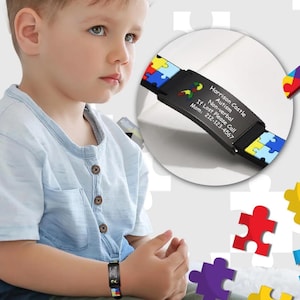 Bracelet d'alerte médicale pour enfants autistes, carte d'identité médicale mignonne gravée sur mesure, Bracelet d'urgence en silicone réglable, diabète allergique, épilepsie
