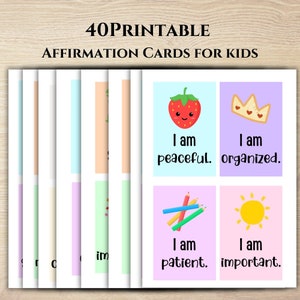 Positive Affirmation Karten für Kinder, positive Zitate, Selbstwertgefühl, Selbstvertrauen, Selbstpflege, Set mit 40 druckbaren Flash Karten, tägliche Positivität
