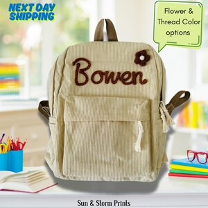 Sac à dos personnalisé pour enfant, sacs à dos personnalisés en velours côtelé pour tout-petit, sac pour enfant avec nom monogramme, joli sac d'école pour filles et garçons, cadeau d'anniversaire