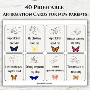 Cartes d'affirmation pour les nouveaux parents, citations positives, estime de soi, confiance en soi, soins personnels, 40 cartes flash imprimables, positivité parentale