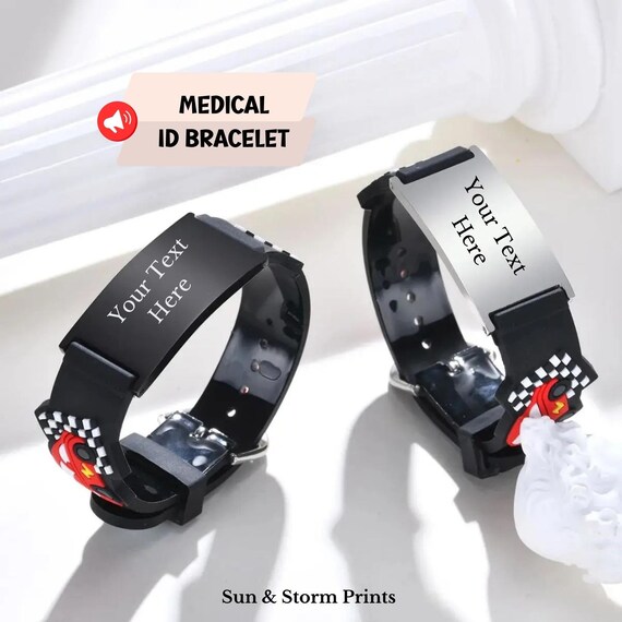 Boys Medical Alert Bracelet, Custom Engraved Medical ID