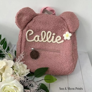 Sac à dos personnalisé pour enfant, Sac à dos avec nom brodé à la main, Sac à dos personnalisé pour tout-petit, Sac à dos pour enfant avec nom, Ours mignon, Sac à dos préscolaire