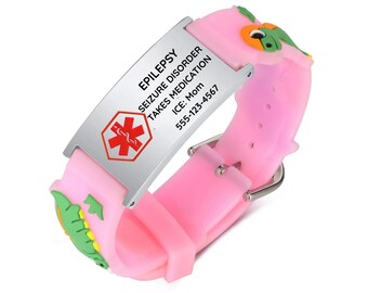 Epilepsie Alarm Armband für Kinder, Epilepsie Alarm ID, medizinisches Armband für Kinder, Notfall ICE Armband