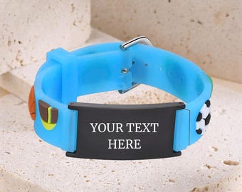 Epilepsie Medizinisches Alarmarmband für Kinder, individuell graviertes Epilepsie-ID-Band, verstellbares Silikon-Kinderarmband