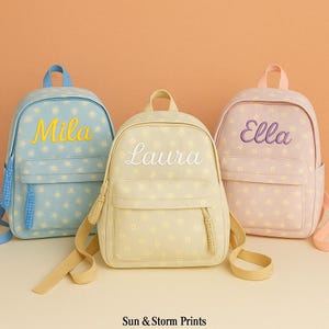 Premium Embroidered Kids Backpack, Custom Name Daisy Print School Bag, Back to school gift