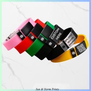 Medical Alert Bracelet, Custom QR Code Medical ID,  Emergency Bracelet, Silicone bangle  Allergy, Diabetes,  Autism, Epilepsy, Alzheimer's