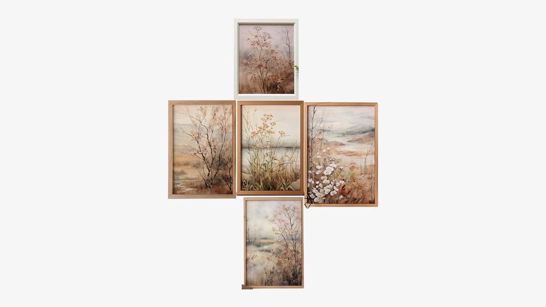 Vintage Spring Botanical Prints, Set of 5 Spring Plant Life Themed Wall ...