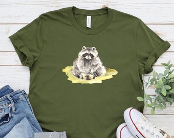 Watercolor Raccoon Wildlife T Shirt, Graphic Cute T Shirt