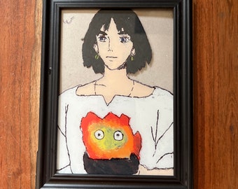 Howls Moving Castle Anime Glasspainting