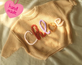 Personalized Baby Sweater, Custom Name Sweater, Embroidery Name Sweater, Newborn Girl Coming Home Outfit, Custom Knit for Babies