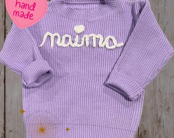 Personalized Hand embroidered Name Baby Sweater,Custome Baby Name Sweater,Pink Baby Girls Sweater With Name,Birthday Gift For Baby Girls Boy