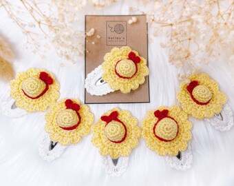 Knitted Hair Clips Handmade Yellow Hat Crochet Hair Clips Cute Baby Snap Clips Baby Hair Clips Girls Accessory Birthday Gift Unique Gifts