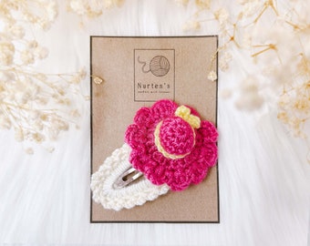 Knitted Hair Clips Handmade Pink Hat Crochet Hair Clips Cute Baby Snap Clips Baby Hair Clips Girls Accessory Birthday Gift Unique Gifts