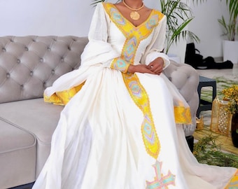 gorgeous handwoven Zuriea dress, Habesha Kemis