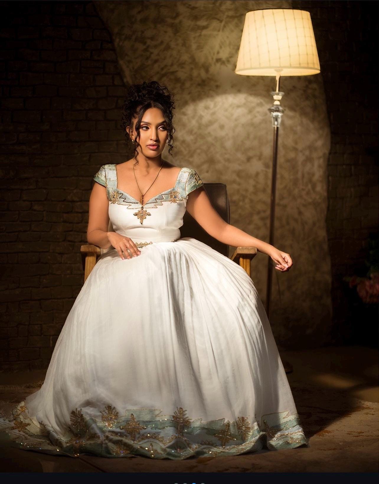 fashion habesha dress Organic Cotton Habesha Kemis Dress: Eritrean Ethiopian Traditional Zuria