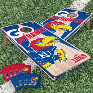 Kansas Jayhawks Cornhole Boards 2x4 With Bags
