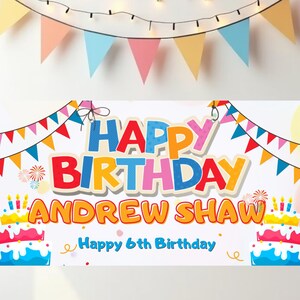 6th BIRTHDAY BANNER - PERSONALIZED Birthday Banners - Printed Outdoor/Indoor Banner - Birthday Decoration Hanging - Tradeshow Quality