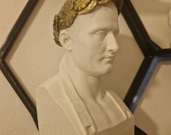 Emperor Napoleon Bonaparte Bust with Golden Crown Classic Statue Home Decor Art