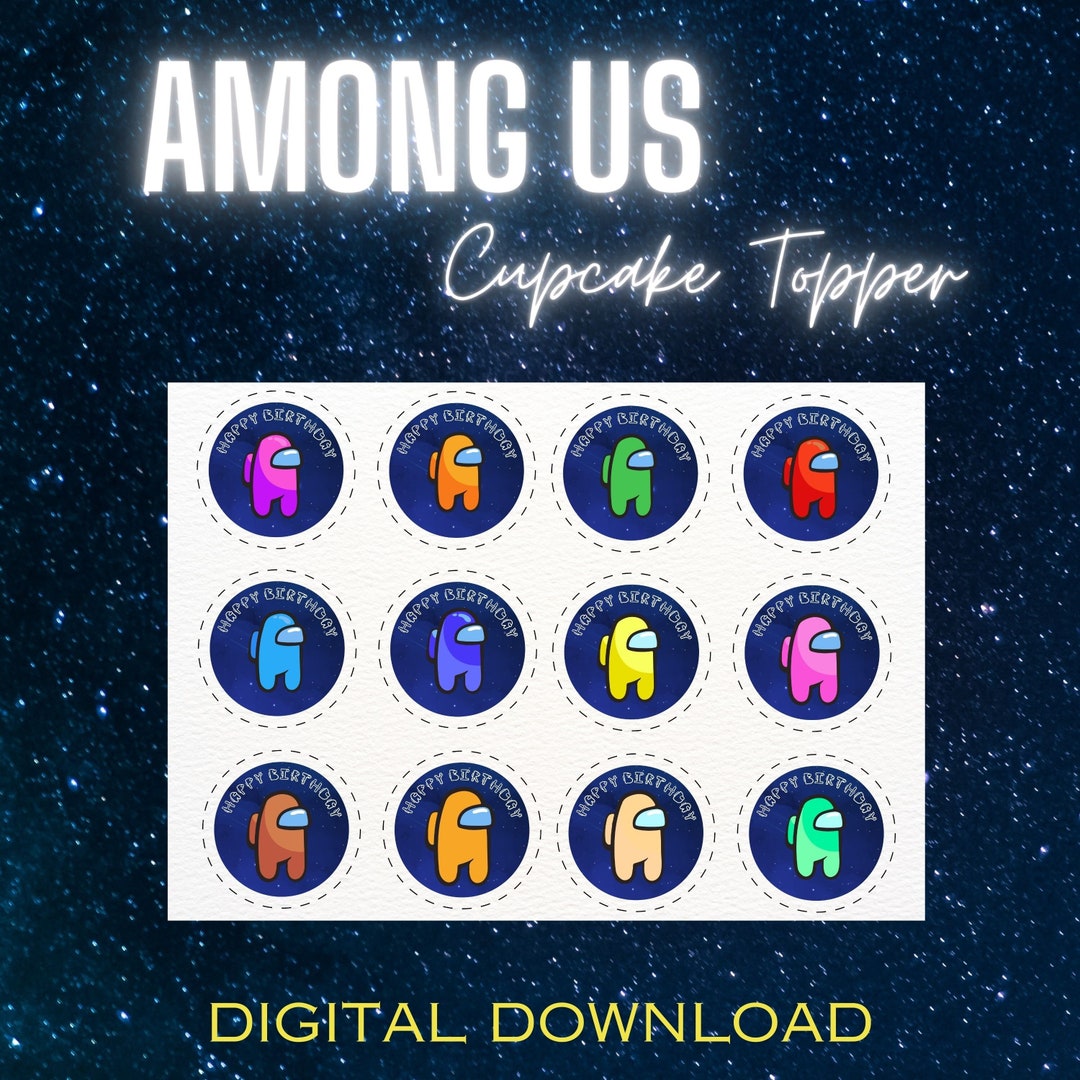 Among Us Cupcake Topper Birthday Party Decor for Game Lover Kids- Among ...