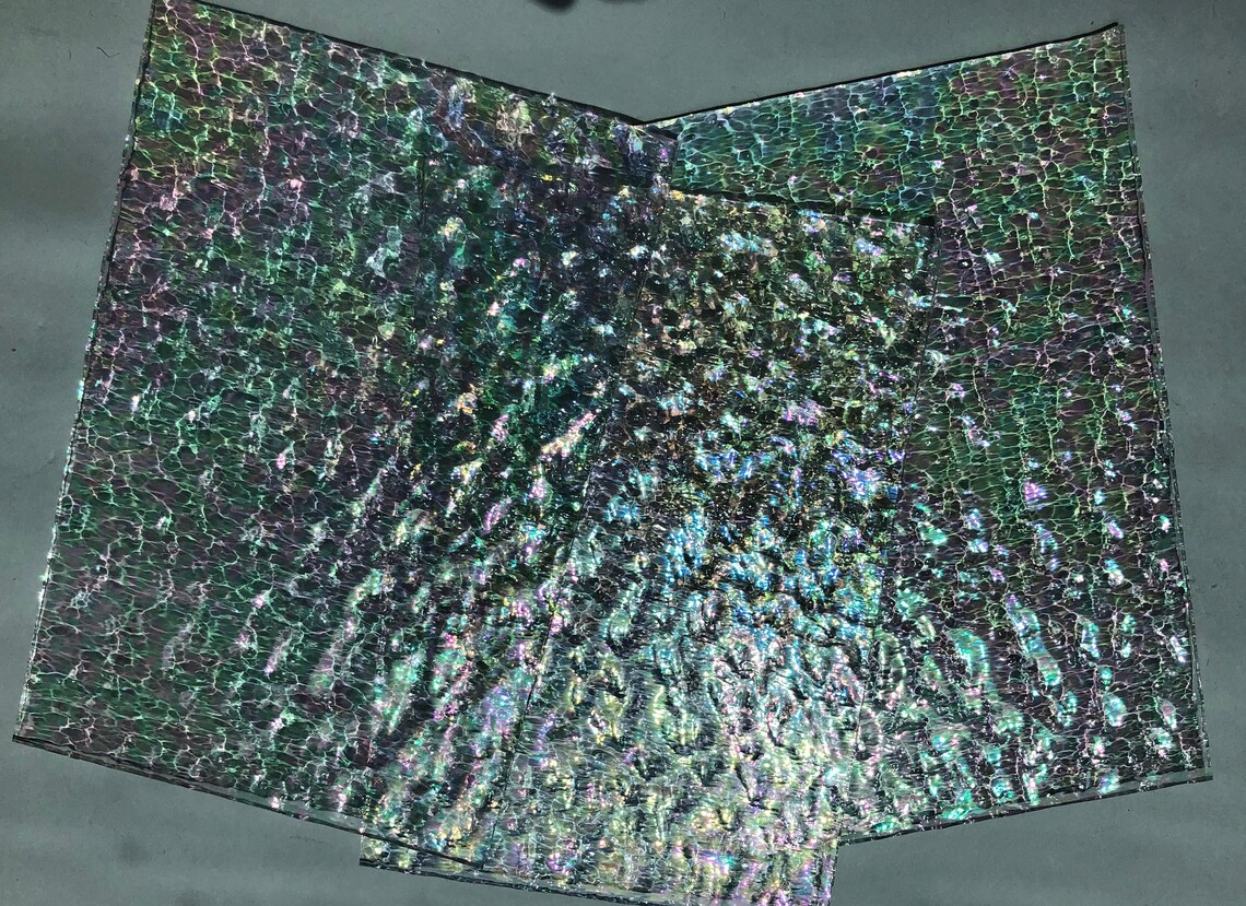 Visual Reference: Iridescent Granite Texture Stained Glass Sheet 6X6 Wissmach Glass