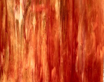 Orange Red Crystal Wispy Stained Glass Sheet Mosaic Art 6x6" ANY QTY ships for 5.99
