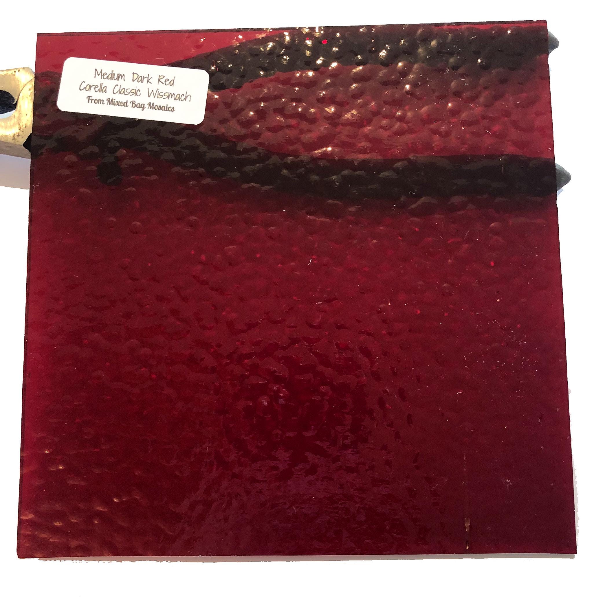 Medium Dark Red Corella Classic Textured Stained Glass Sheet 6x6" mosaics Wissmach Any quantity ships for 5.99 total shipping