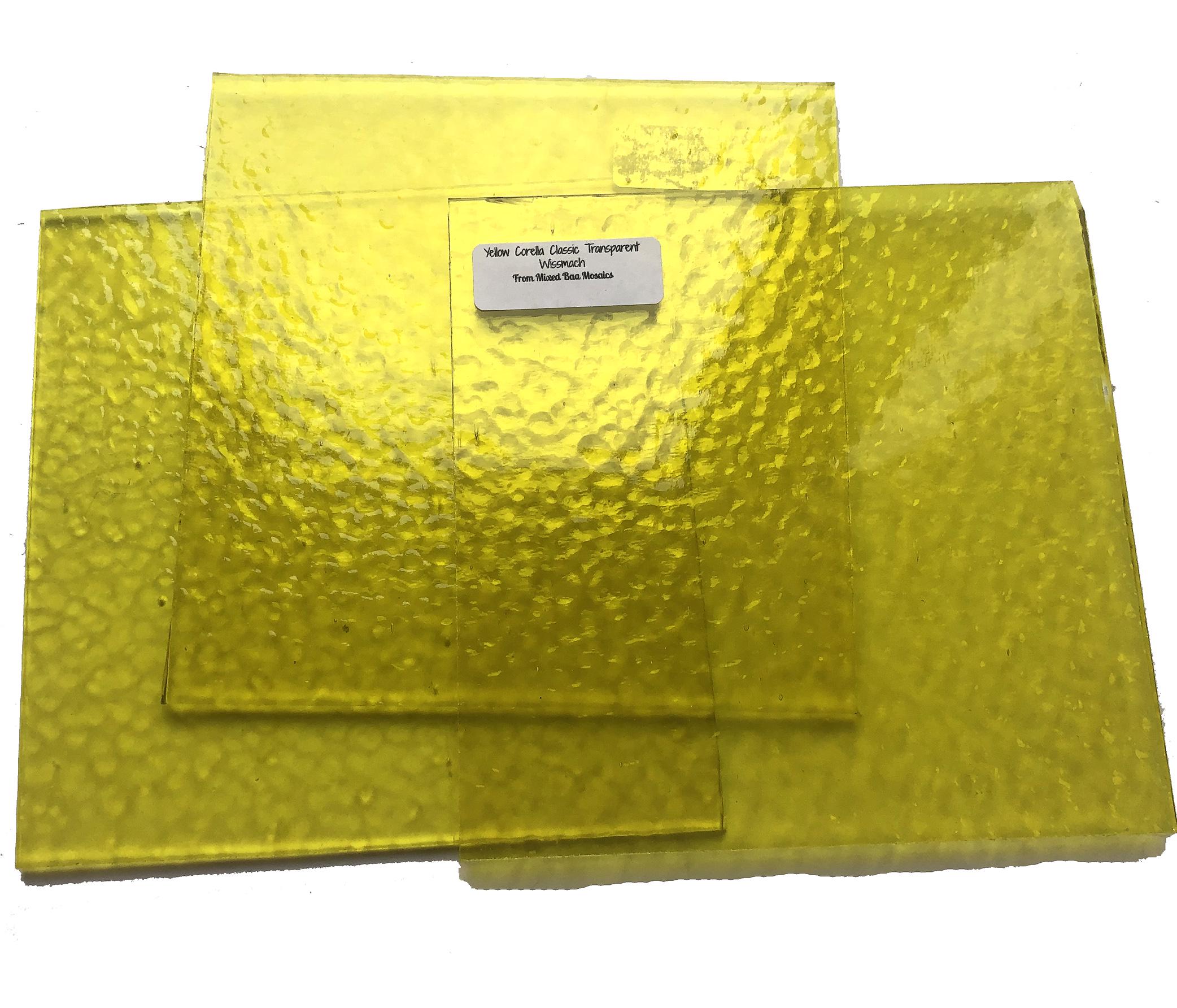 Yellow Corella Classic Textured Stained Glass Sheet 6x6" mosaics Wissmach Any quantity ships for 5.99 total shipping