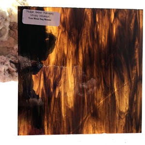 Medium Amber & Mahogany Streaky Stained Glass Sheet 6&quot;x 6&quot; by Wissmach mosaic art and Stained Glass art Any quantity ships for 5.99 total.