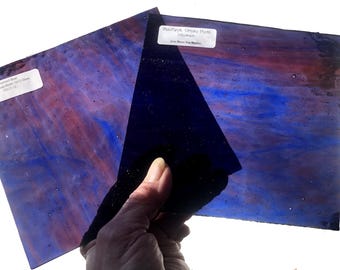 Blue Purple Streaky Mystic Wissmach Stained Glass Sheet 6x6" mosaic art stained glass Any quantity ships for 5.99 total