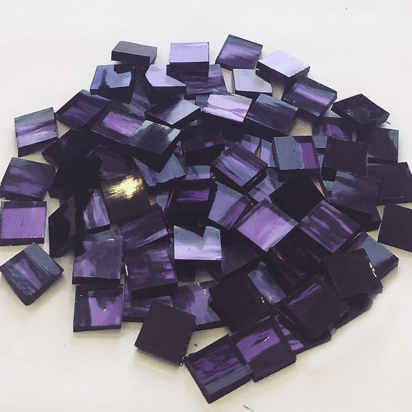 100+ 1/2" square Purple Spectrum SILVERCOAT MIRROR (discontinued) Glass Mosaic Tiles rare Hand-cut standard US 1/8 inch thick