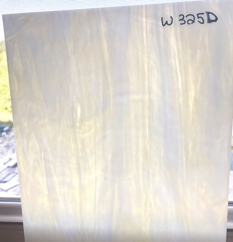 Wissmach Light Amber & White Crystal Wispy Stained Glass Sheet (6x6 ...
