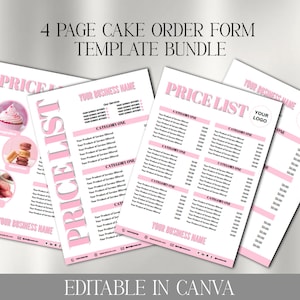 Bearbeitbares Kuchenbestellformular Canva Template, Canva Kuchenvorlagen, Hochzeitstorte Vorlage bearbeitbar in Canva