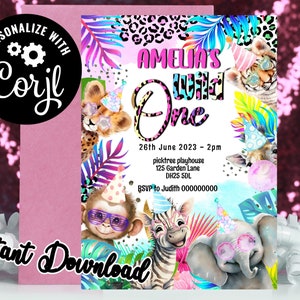 Fêtards sauvages une invitation - Invitation numérique modifiable à une fête d'anniversaire de fêtards