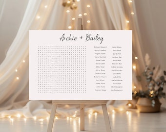 ベイリースタイルのカスタムウェディングワードサーチ特大パズル、結婚式やその他のイベント、ボヘミアンウェディングゲーム、ゲスト探しゲーム