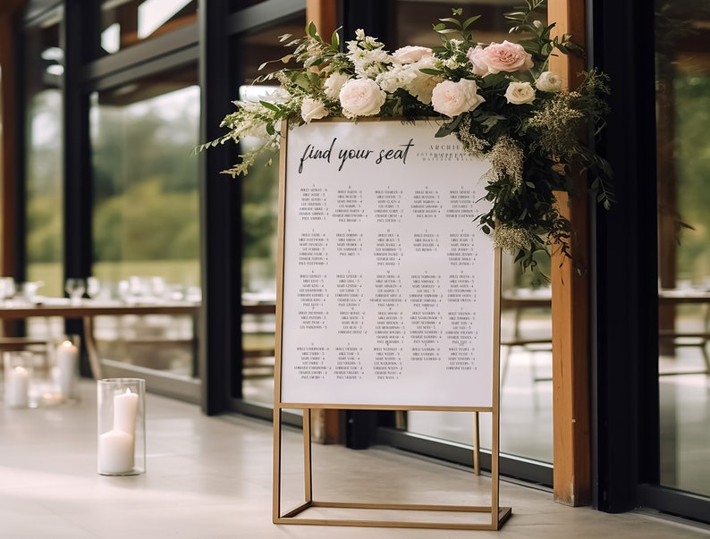 Wedding Find Your Seat, Seating Chart Template, Wedding Welcome Signage ...