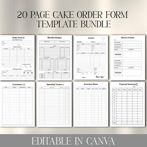 Bearbeitbares Kuchenbestellformular Canva Template, Canva Kuchenvorlagen, Hochzeitstorte Vorlage bearbeitbar in Canva
