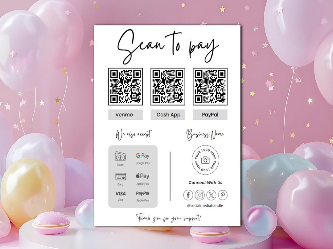 Editable Qr Permit Scan Business QR Code Scan to Pay Editable Template, Printable QR Codes for ...