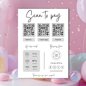 Business QR-Code Scan to Pay bearbeitbare Vorlage, druckbare QR-Codes für Canva bearbeitbare Vorlage