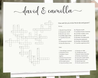 Camilla Style Custom Wedding Crossword Extra Large Puzzle, För Bröllop eller andra Tillställningar, Boho Wedding Game Korsord