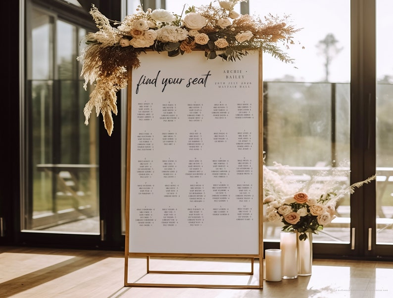 Wedding Find Your Seat, Seating Chart Template, Wedding Welcome Signage ...