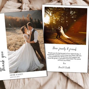 The Bailey Wedding Thank You Card Template, Wedding Photo Thank You Card, Wedding Decor, Editable, Printable, Minimalist, Digital Download
