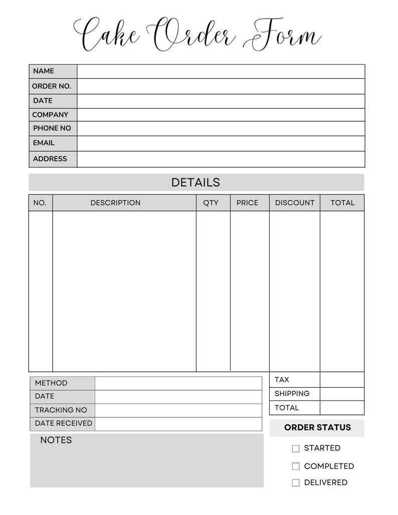 Order Form Checkboxes 12 Page Editable Cake Order Form Canva Template, Canva Cake Templates ...