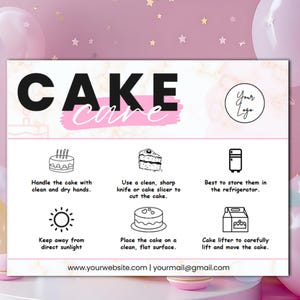 Modèle modifiable de carte d'entretien de gâteau d'entreprise, modèle imprimable pour cartes de papeterie de visite modifiables Canva