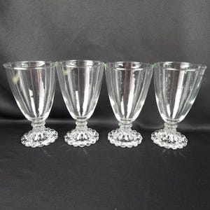 Anchor Hocking Berwick Boopie Clear Water Goblets - Set of 4 , Mid-Century Glassware with Beaded Base, Elegant Retro Drinkware