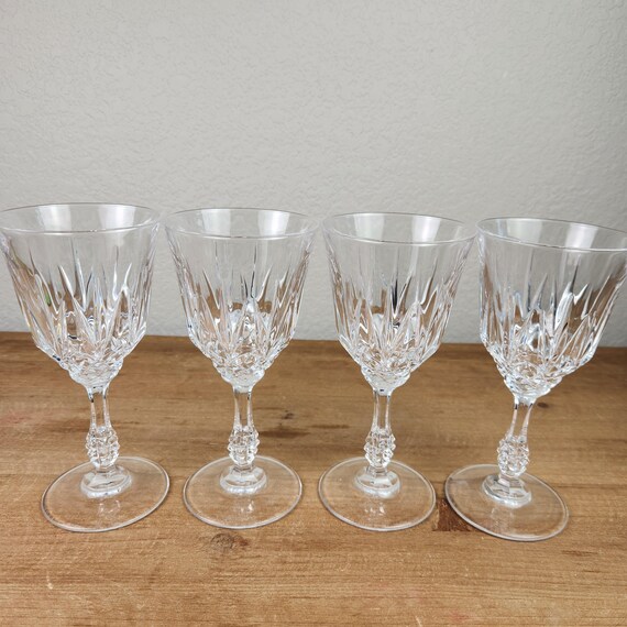 Vintage Capri Crystal Goblets – Italian Diamond Cut Stemware, Set 